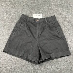 Vintage Essentials Style Shorts Womens 12 Black Excellent Cotton Pleated Cuffed